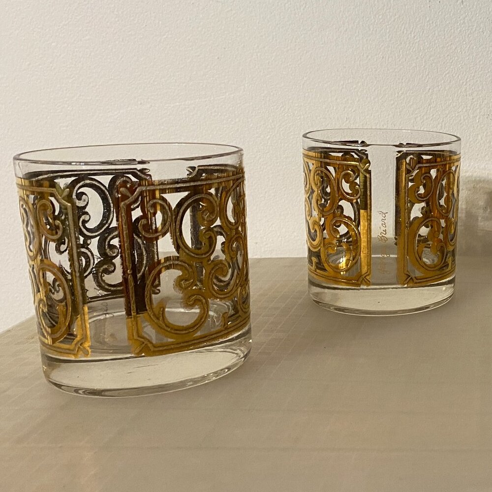 Georges Briard Luxury Barware Clear Glasses with Gold-Colored Design – Set of 4 - Picture 2 of 8